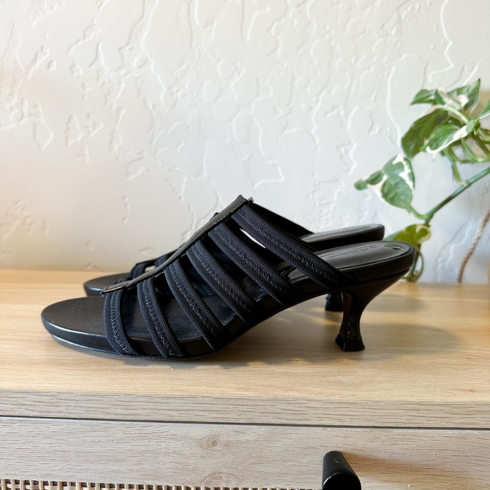Donald J Pliner | Y2K Vintage Strappy Stretch Kitten Heel‎ Sandals Size 7 Black